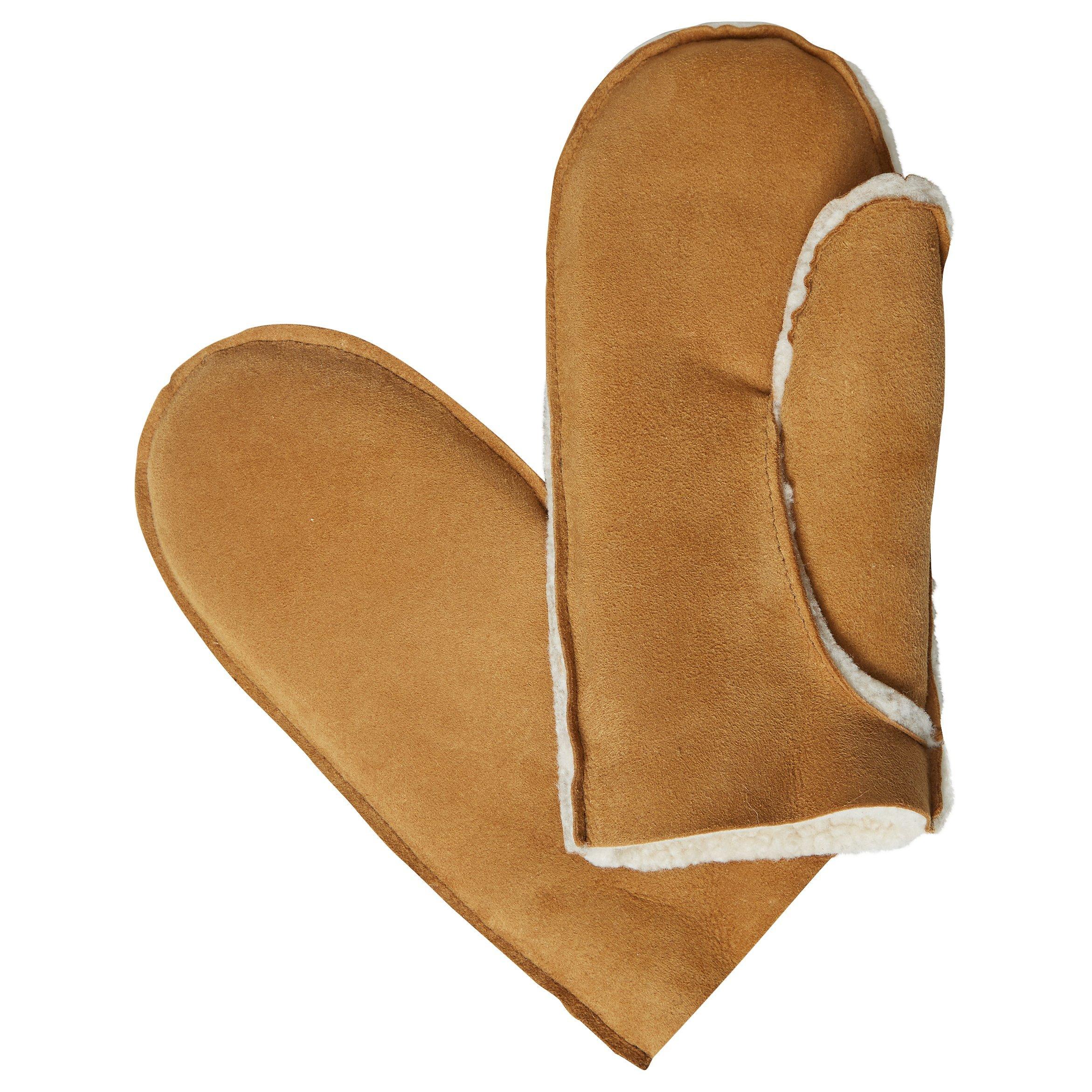 White Stuff Celtic Sheepskin Leather Mittens, Natural