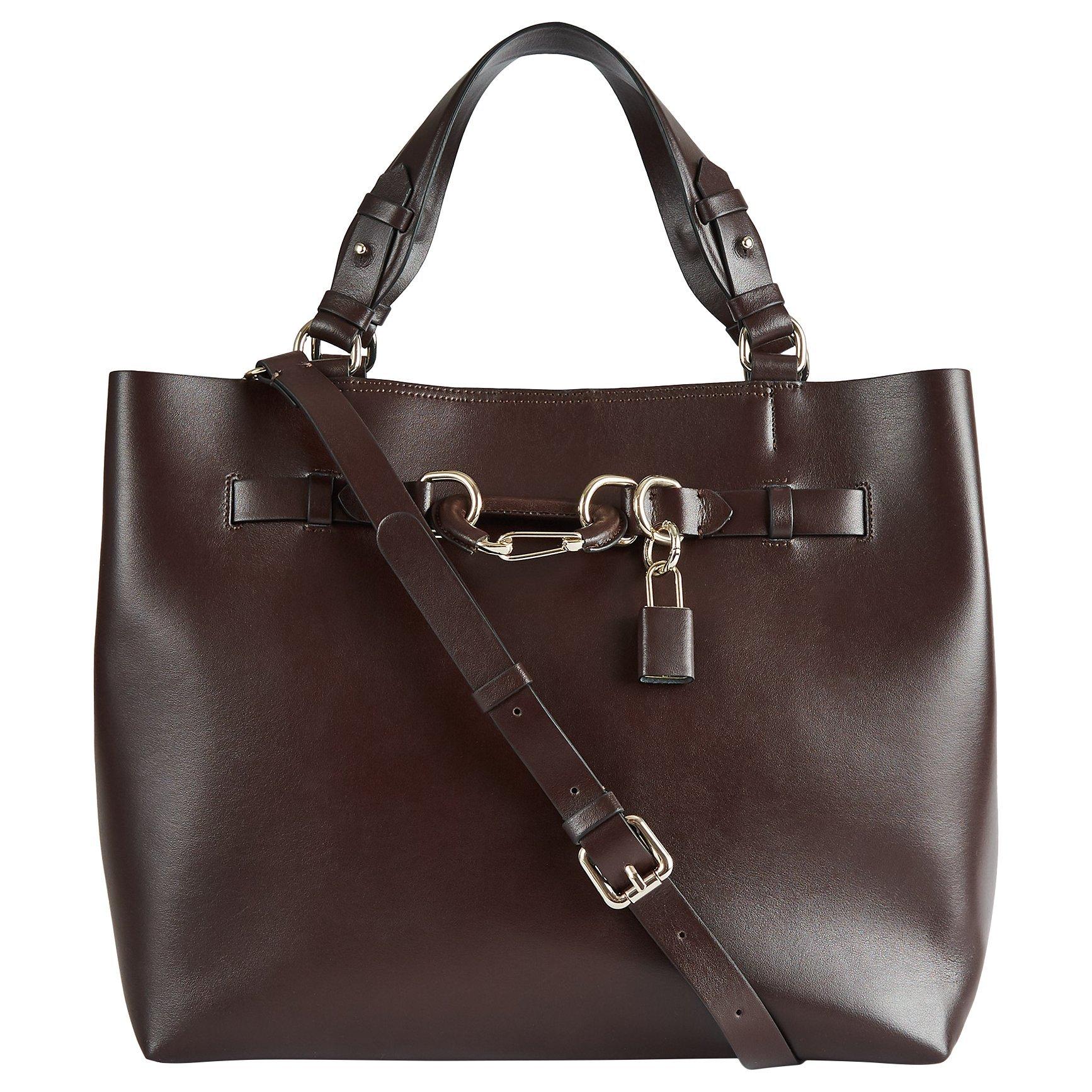 Reiss Bleecker Leather Hardware Detail Tote Bag