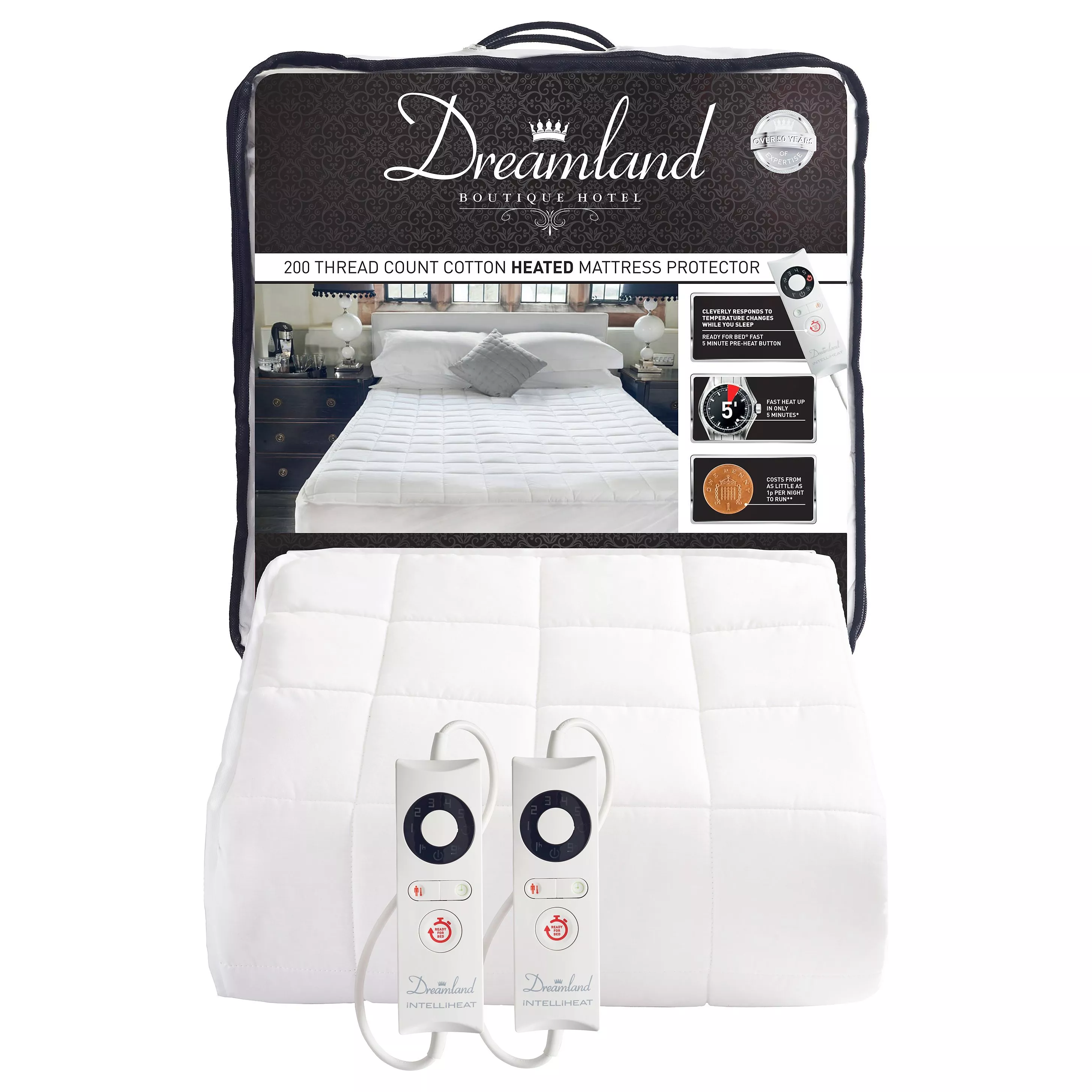 Dreamland Dual Control Cotton Heated Mattress Protector