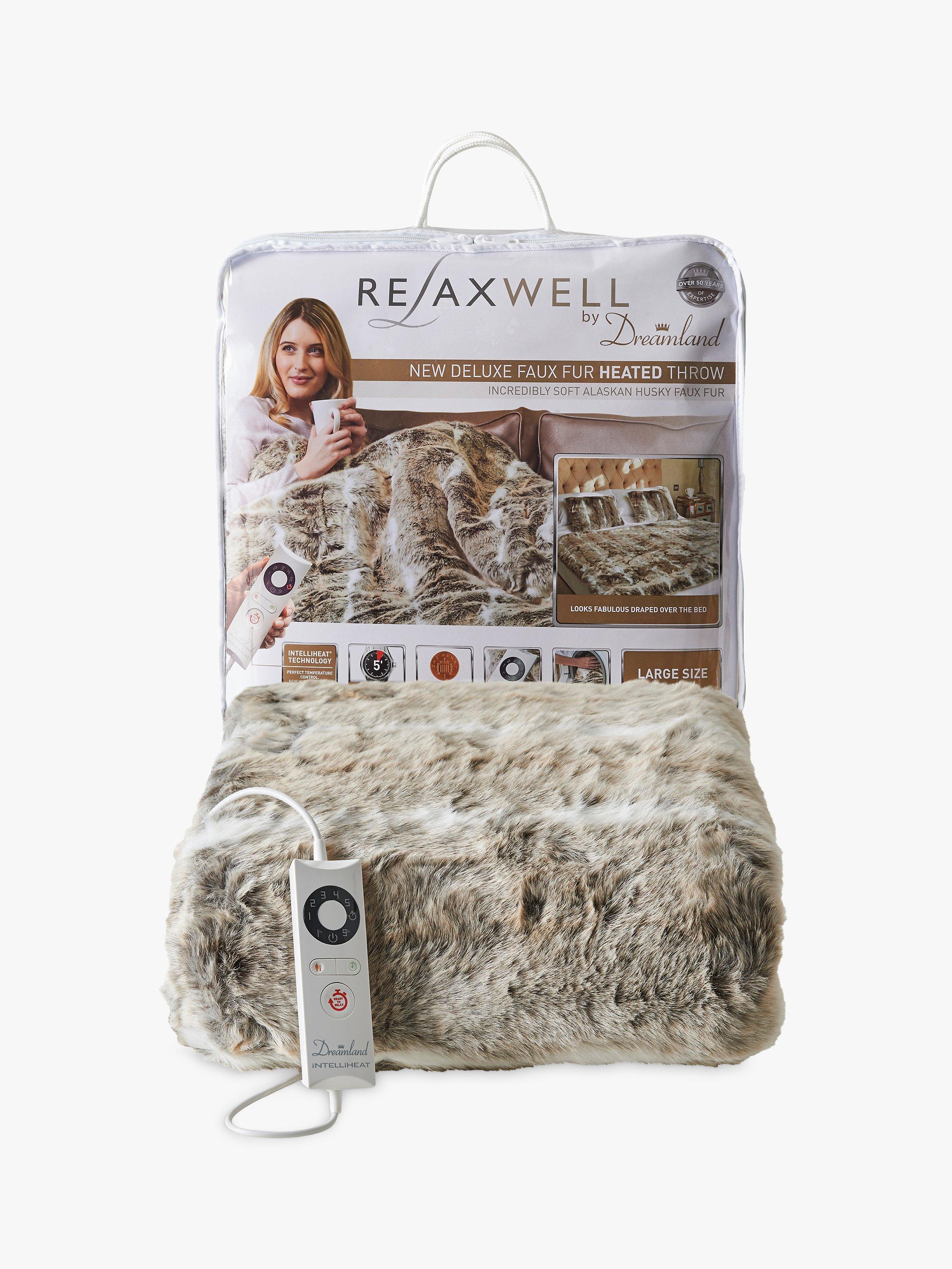 Dreamland Relaxwell Deluxe Faux Fur Heated Throw Alaskan Husky