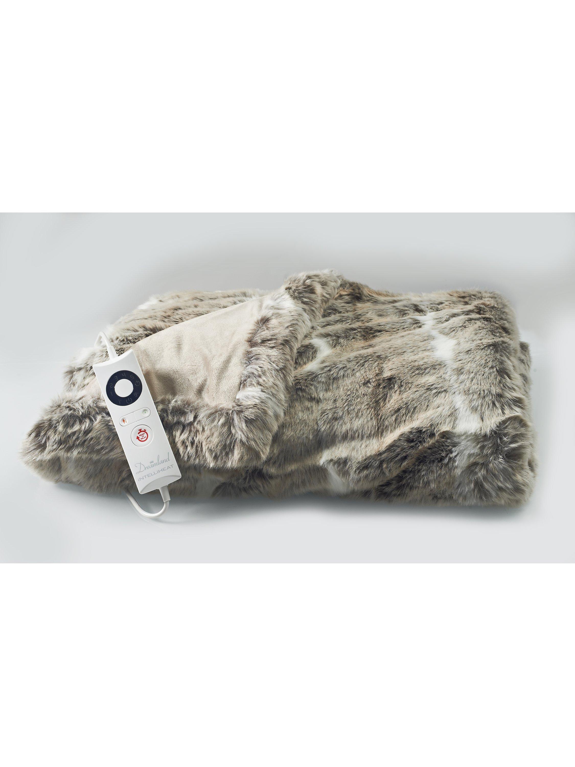Relaxwell deluxe alaskan husky faux fur heated throw sale