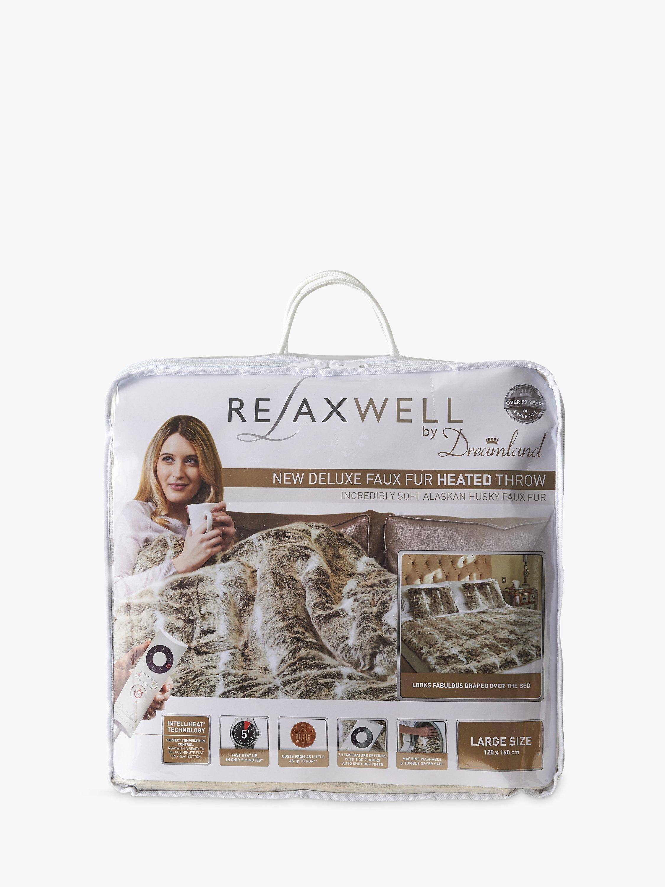 Dreamland Relaxwell Deluxe Faux Fur Heated Throw Alaskan Husky