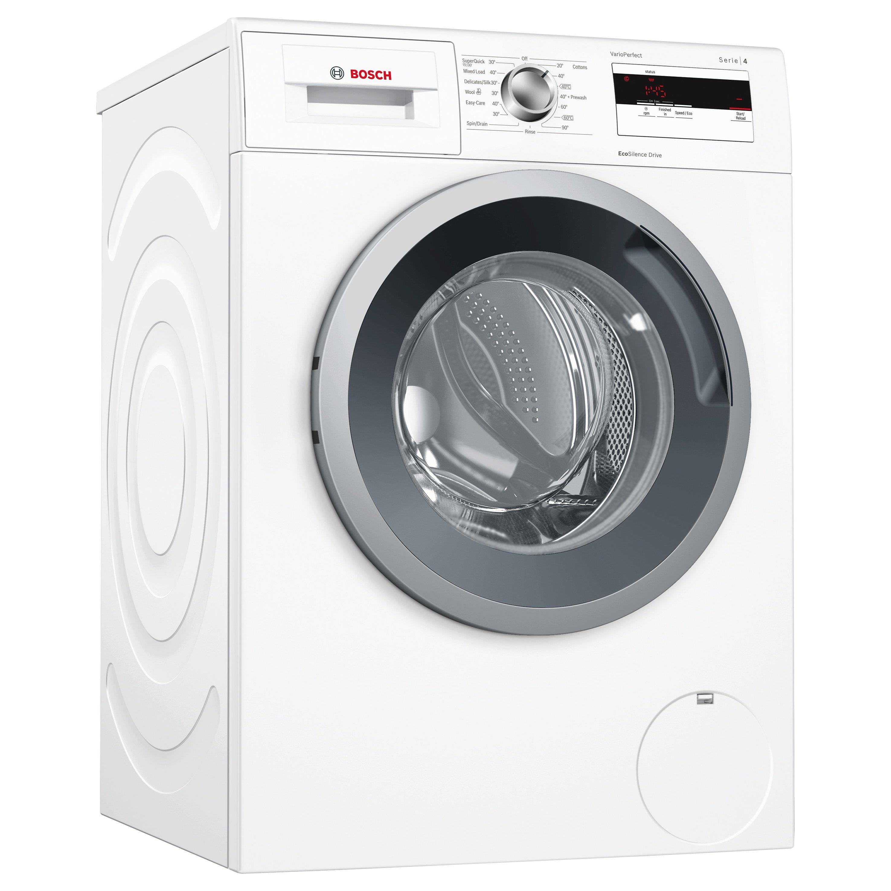 Bosch WAN28002GB Freestanding Washing Machine, 8kg Load, A+++ Energy Rating, 1400rpm Spin, White