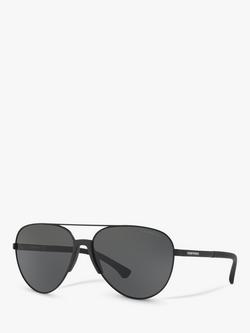 Emporio Armani EA2059 Men's Aviator Sunglasses, Black/Grey