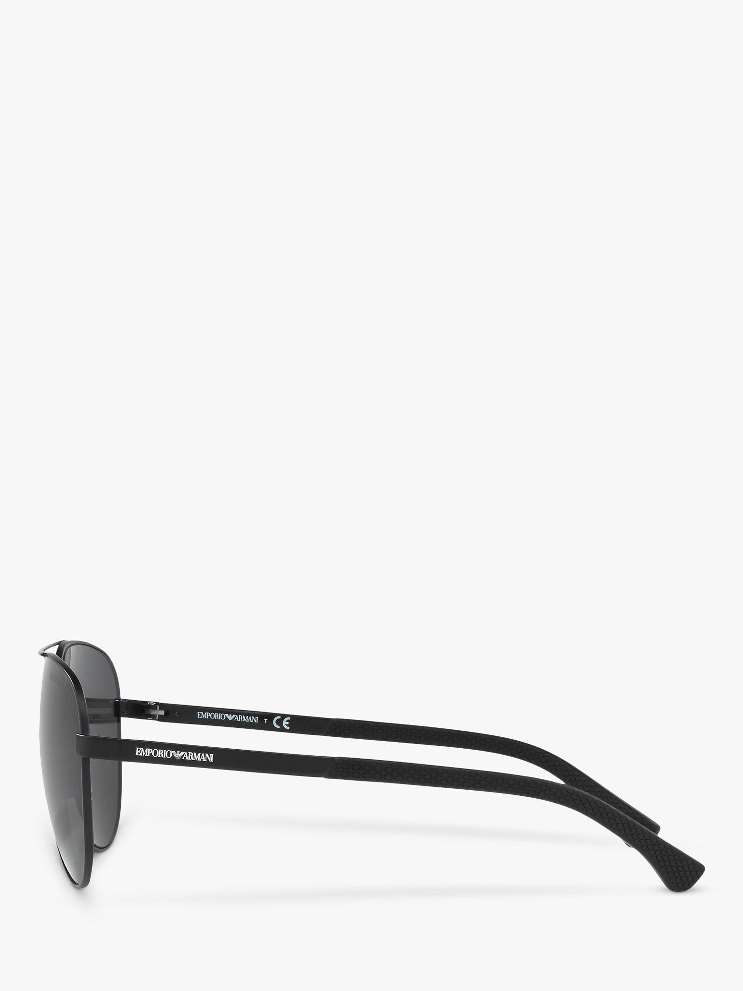 Product image 3 of 9, which shows Emporio Armani EA2059 Men's Aviator Sunglasses, Black/Grey