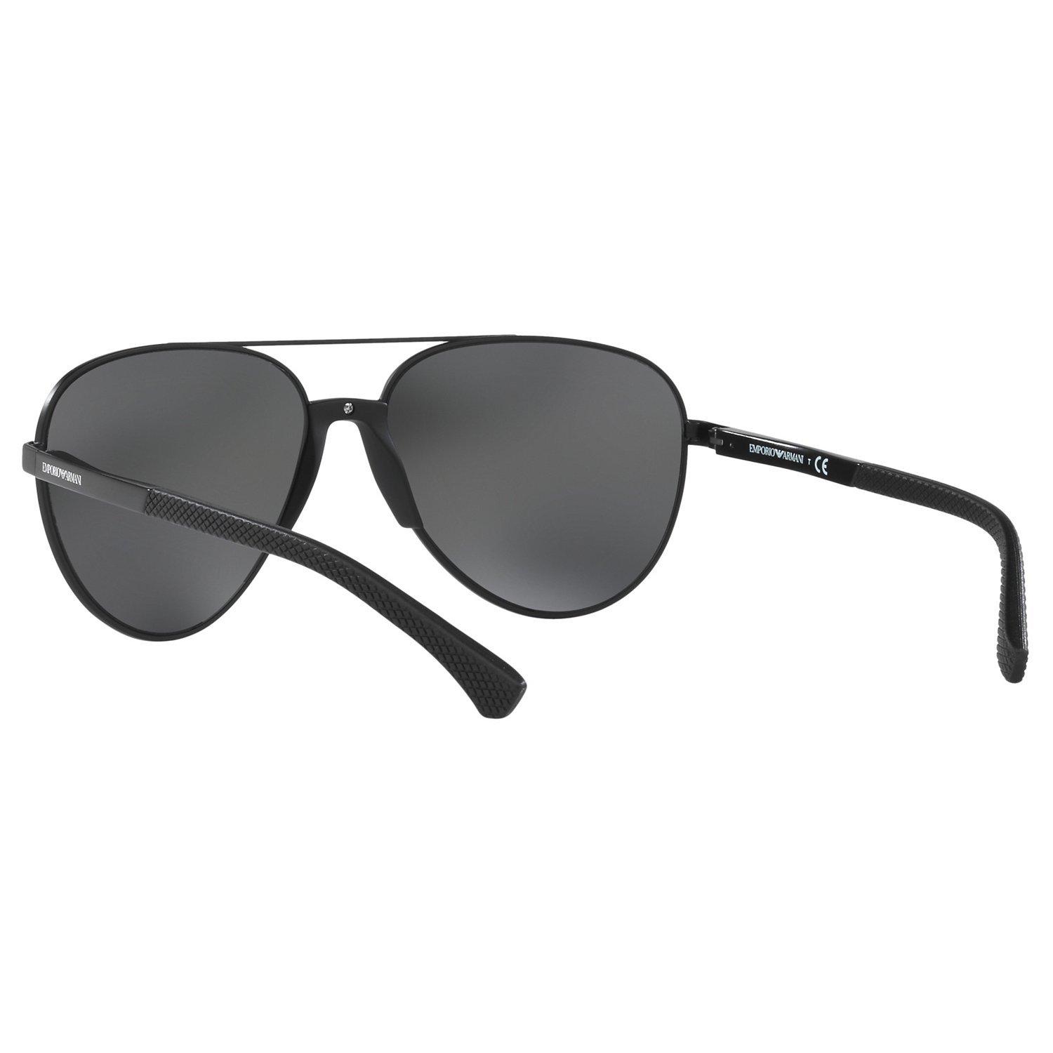 Product image 6 of 9, which shows Emporio Armani EA2059 Men's Aviator Sunglasses, Black/Grey