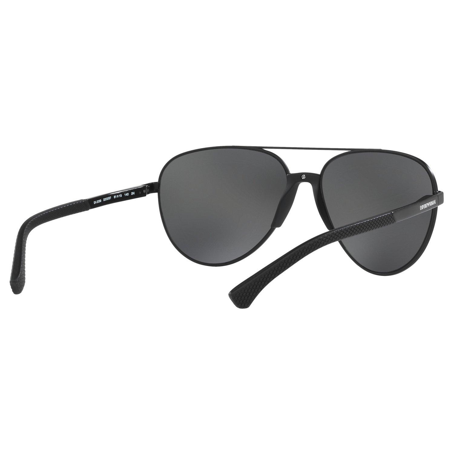 Product image 8 of 9, which shows Emporio Armani EA2059 Men's Aviator Sunglasses, Black/Grey