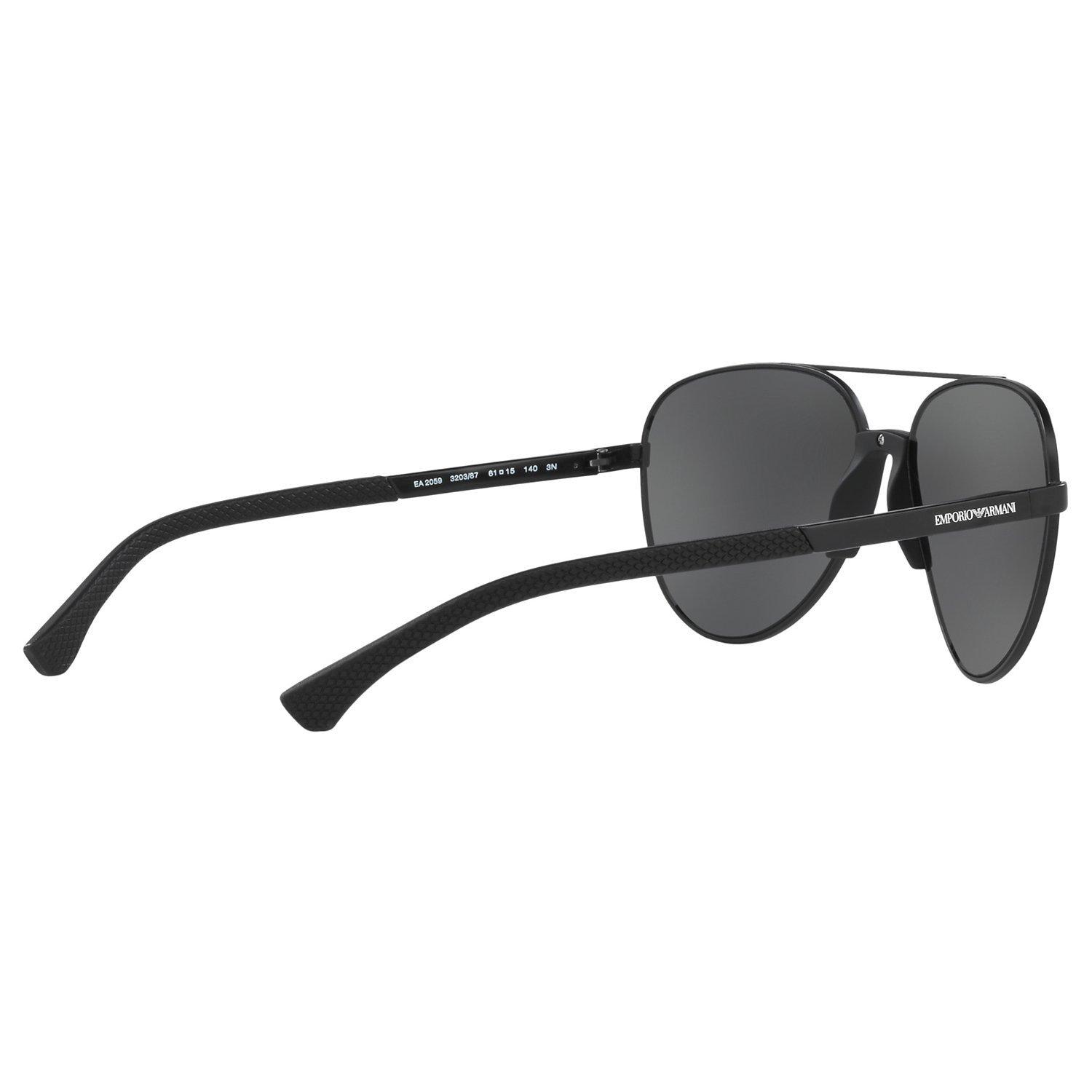 Product image 9 of 9, which shows Emporio Armani EA2059 Men's Aviator Sunglasses, Black/Grey