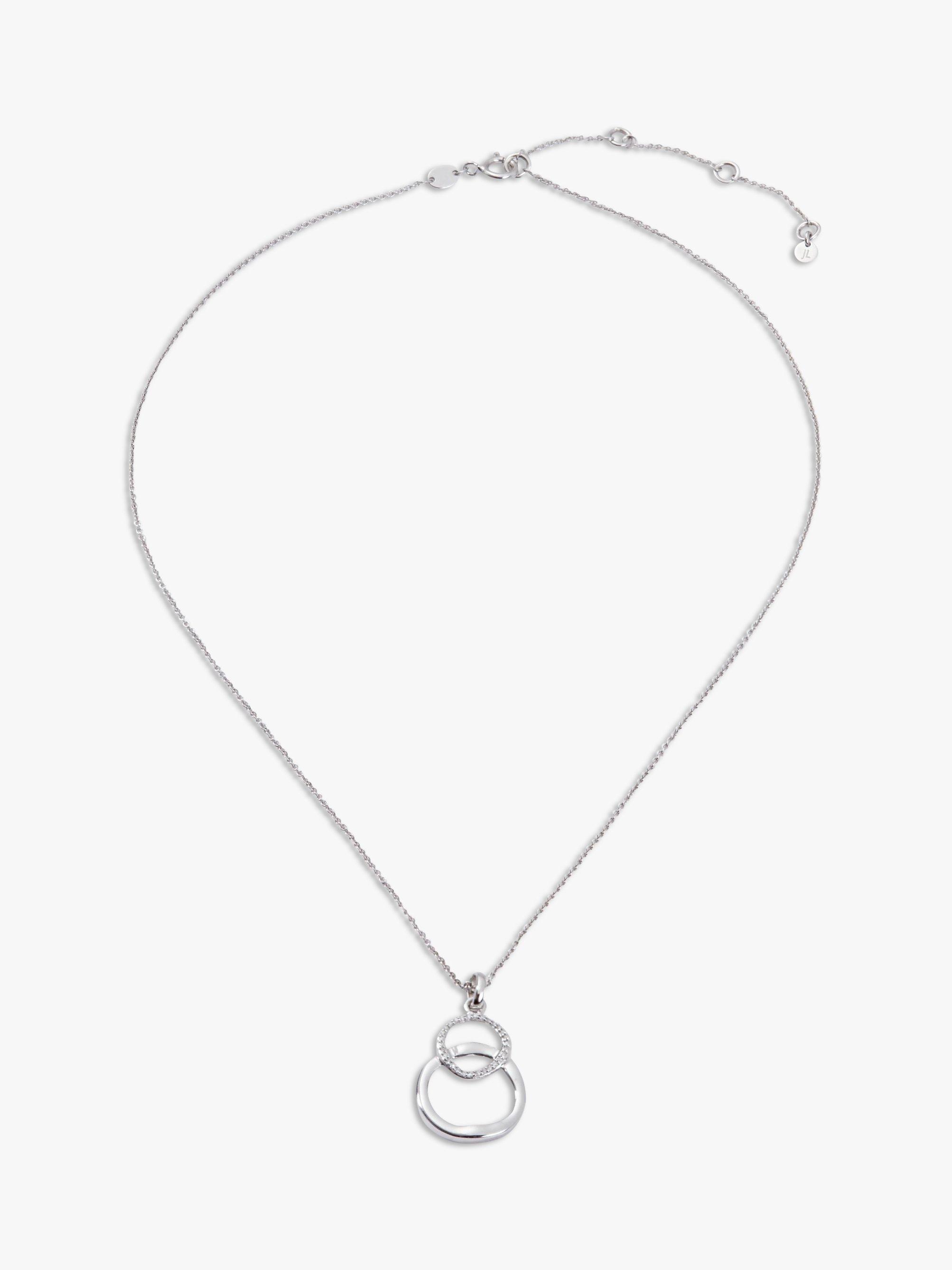 Product image 3 of 4, which shows John Lewis Diamond Linked Hoop Pendant Necklace, Silver
