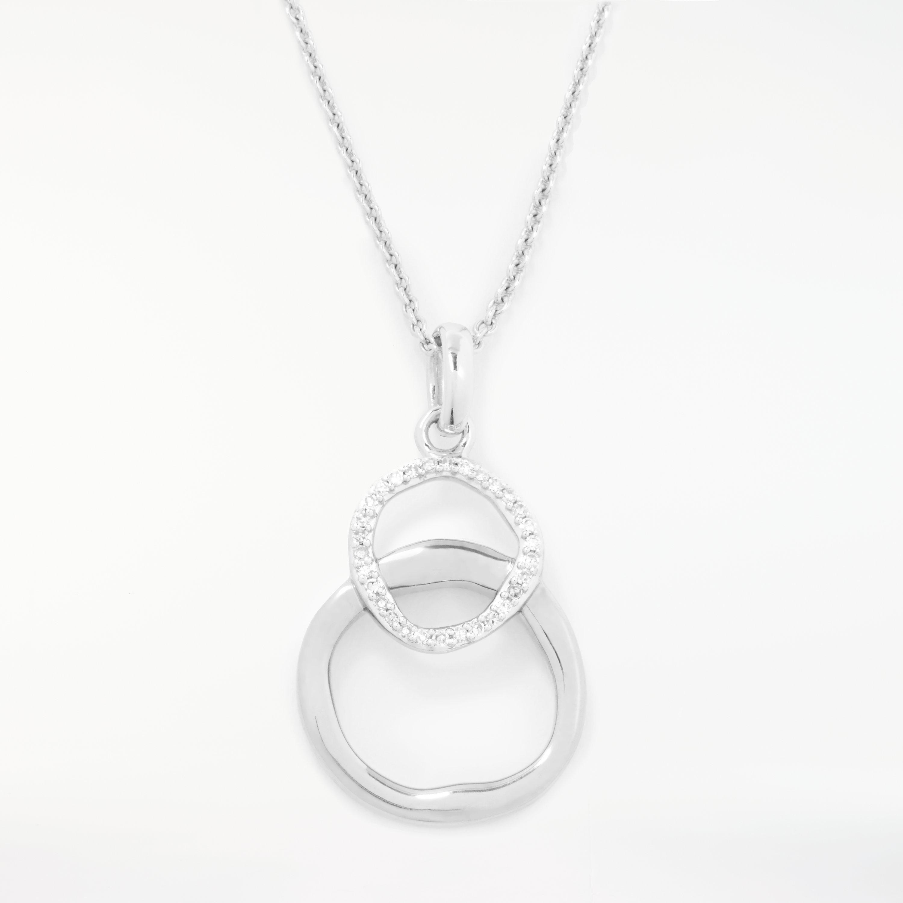 Product image 1 of 4, which shows John Lewis Diamond Linked Hoop Pendant Necklace, Silver