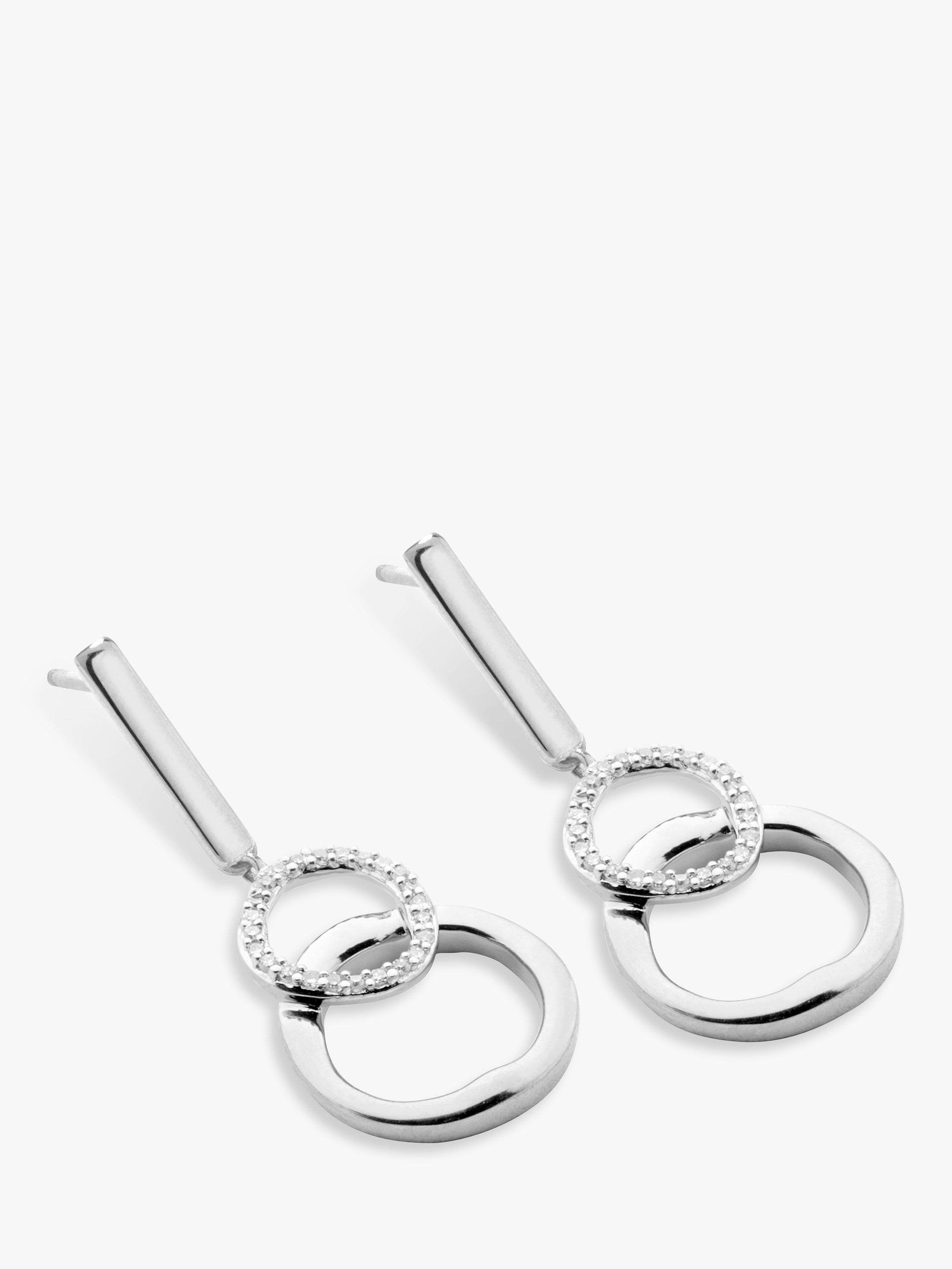 John Lewis Diamond Linked Hoop Drop Earrings, Silver