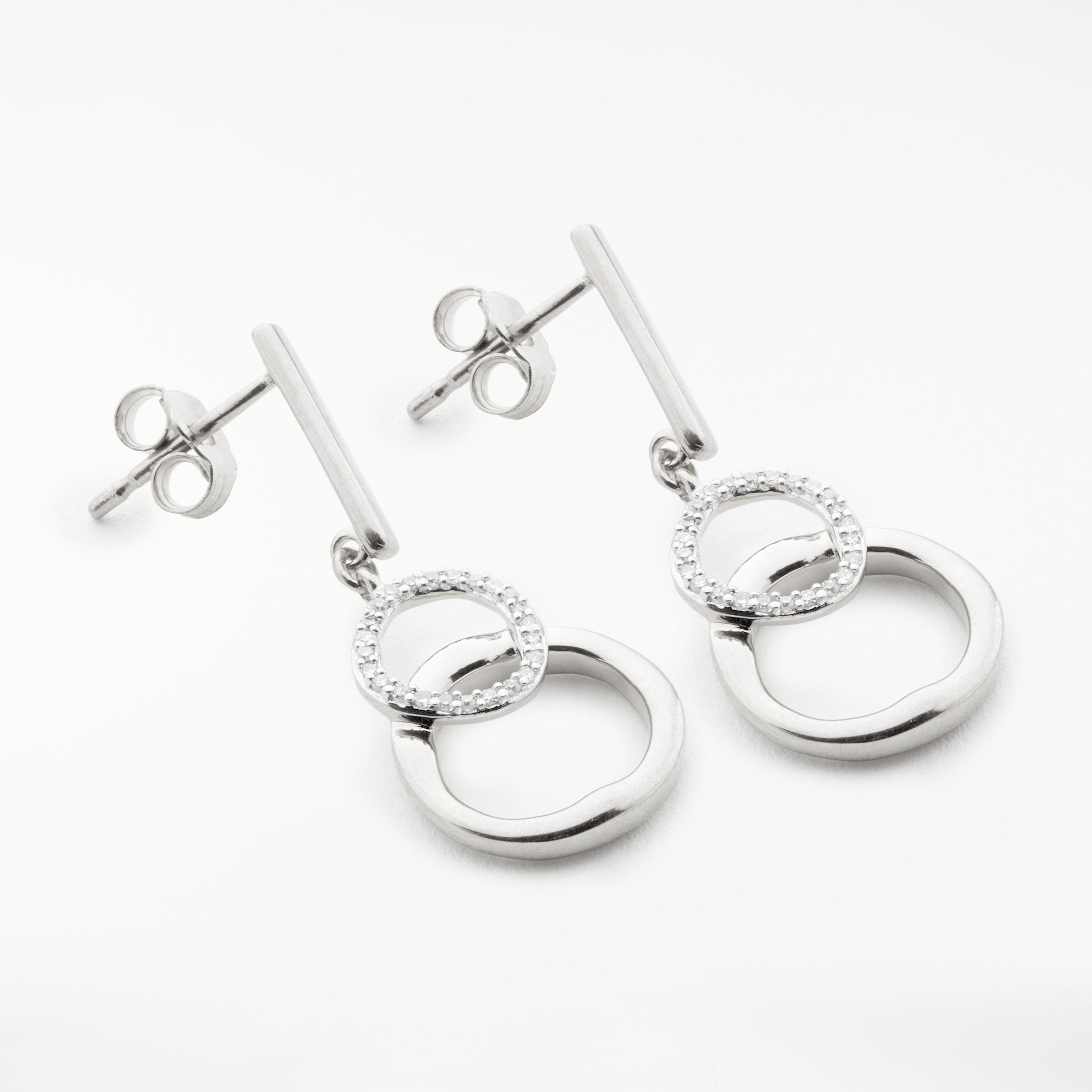 John Lewis Diamond Linked Hoop Drop Earrings, Silver