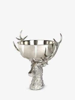 Culinary Concepts Large Stag Head Wine & Champagne Bowl, Silver, Silver