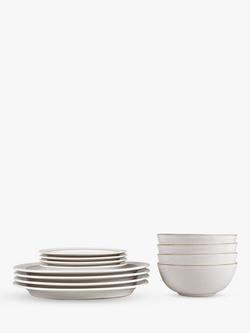 Denby Canvas Stoneware Dinnerware Set, 12 Piece, Neutral