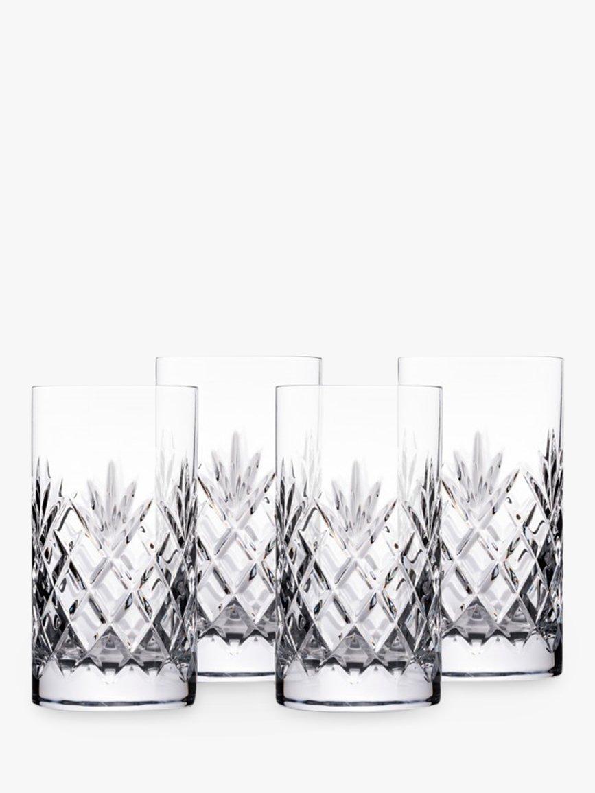 Stuart Crystal York Cut Glass Highball Glasses, Clear, Set of 4