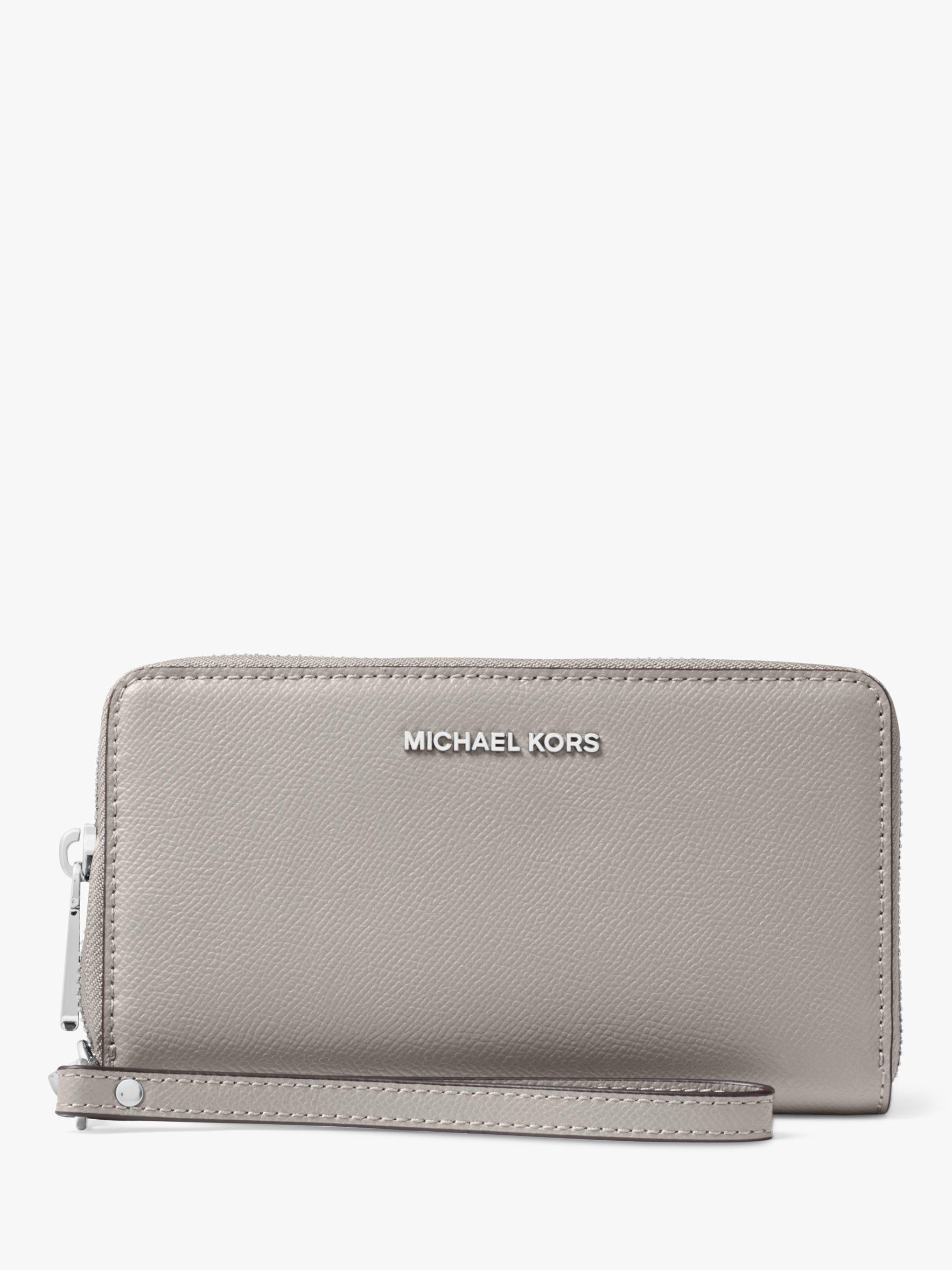 MICHAEL Michael Kors Mercer Large Leather Phone Case Purse, Pearl Grey