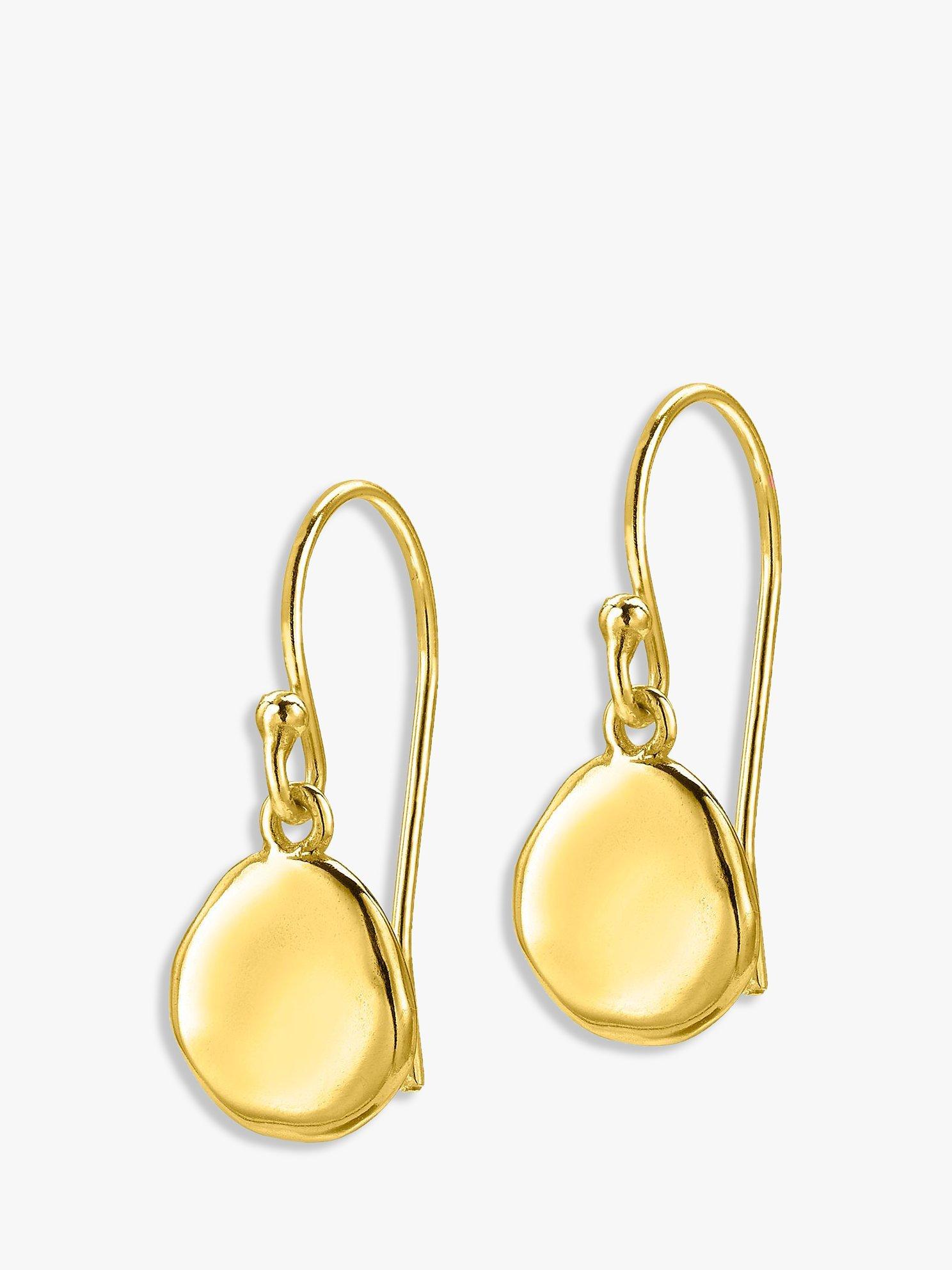 Product image 1 of 3, which shows Dower & Hall Pebble Drop Earrings, Gold