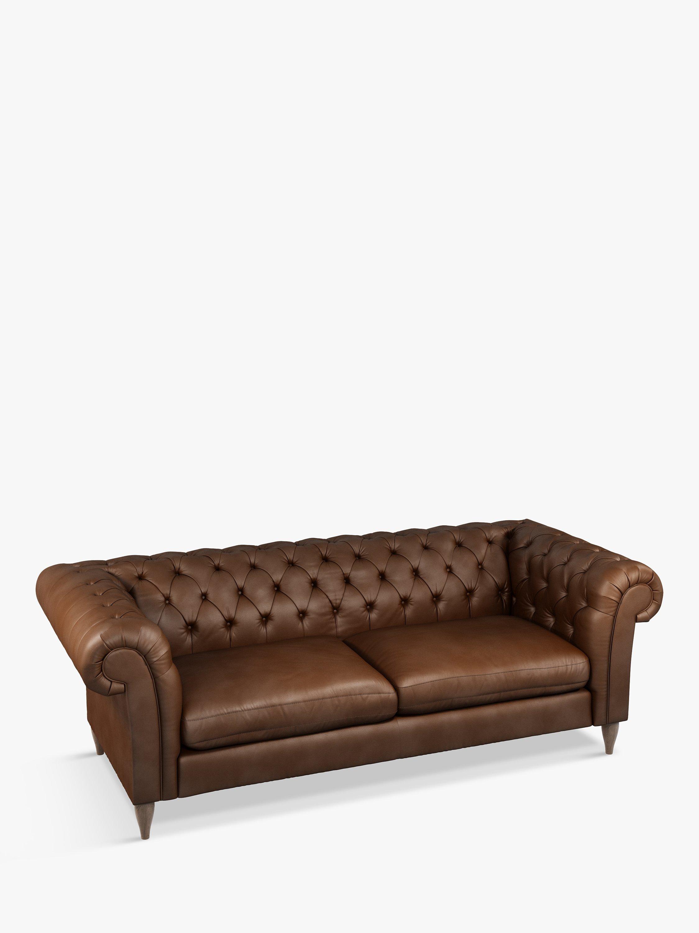 John Lewis OUTLET - Cromwell Chesterfield Grand 4 Seater Leather Sofa, Dark Leg - Like New