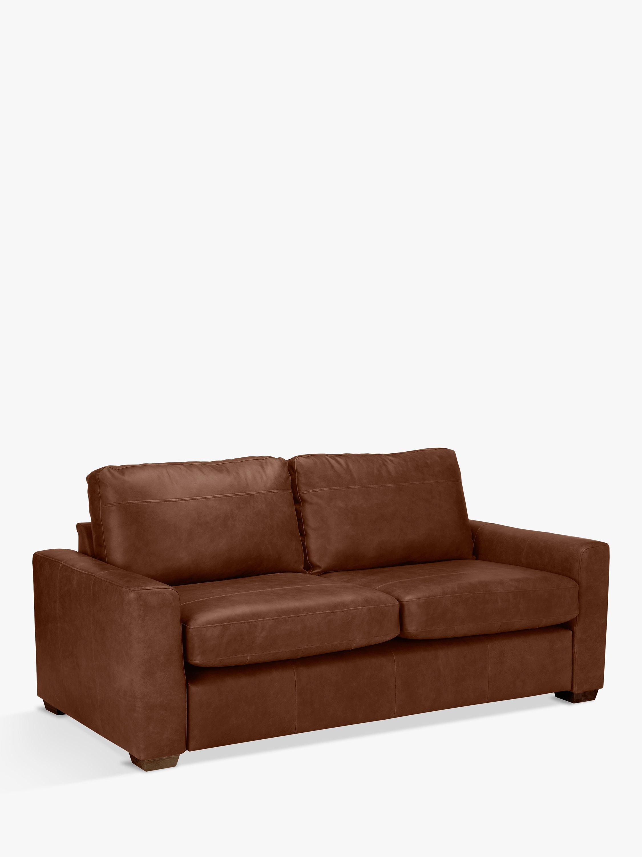 John Lewis OUTLET - Oliver Large 3 Seater Leather Sofa, Dark Leg, Like New