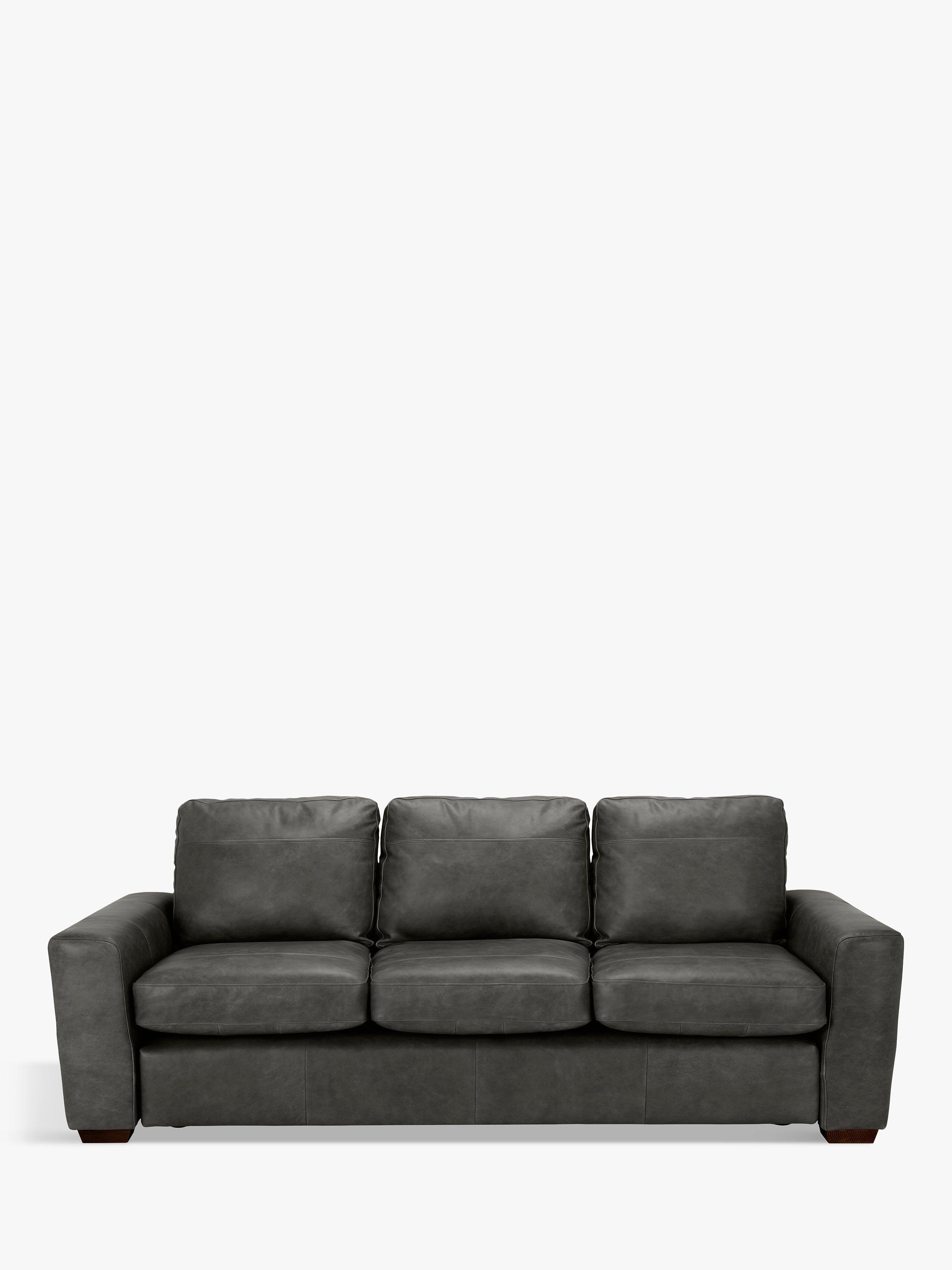 John Lewis OUTLET - Oliver Grand 4 Seater Leather Sofa, Dark Leg, Winchester Anthracite - Like New