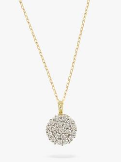 E.W Adams 18ct Yellow Gold Diamond Cluster Pendant Necklace, Yellow Gold, Yellow Gold