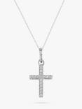 E.W Adams 9ct White Gold Diamond Cross Pendant Necklace