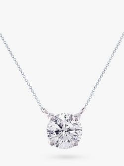 E.W Adams 18ct White Gold Solitaire Diamond Pendant Necklace, Silver
