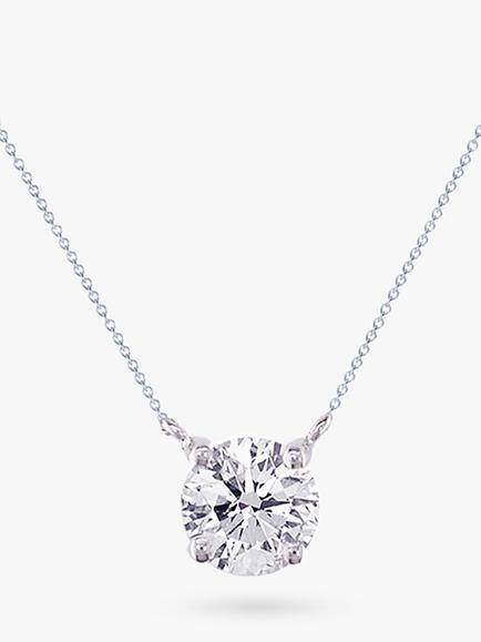 E.W Adams 18ct White Gold Solitaire Diamond Pendant Necklace, Silver