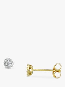 E.W Adams 18ct Gold Cluster Stud Earrings, Silver