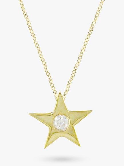 E.W Adams 9ct Gold Star Diamond Set Pendant Necklace, Yellow Gold, Yellow Gold