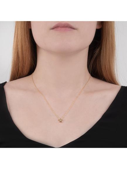 E.W Adams 9ct Gold Star Diamond Set Pendant Necklace, Yellow Gold - view 2, Yellow Gold
