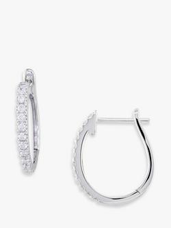 E.W Adams 18ct White Gold Diamond Hoop Earrings, Silver