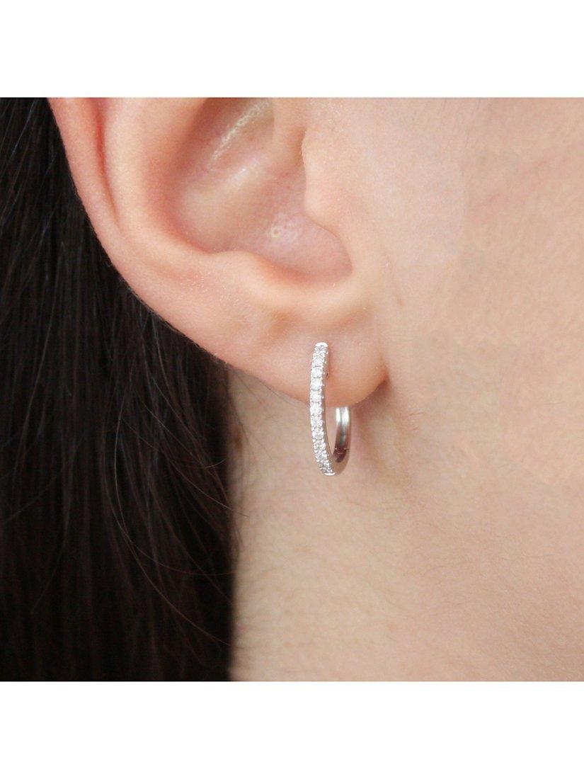 Product image 3 of 3, which shows E.W Adams 18ct White Gold Diamond Hoop Earrings