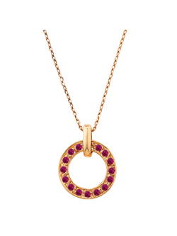 London Road 9ct Rose Gold Meridian Ruby Circle Pendant Necklace, Rose Gold