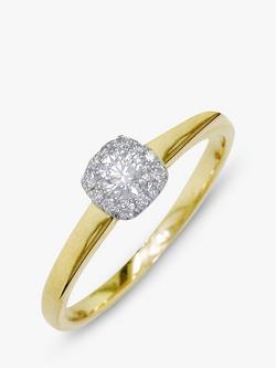 E.W Adams 18ct Gold Diamond Cushion Cluster Ring, N, Yellow Gold