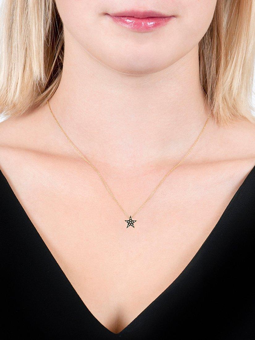 Product image 4 of 4, which shows London Road 9ct Gold Portobello Starry Night Diamond Pave Star Pendant Necklace, Gold/Black