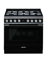 Smeg Portofino CPF9G Dual Fuel Range Cooker, A+ Energy Rating, Black
