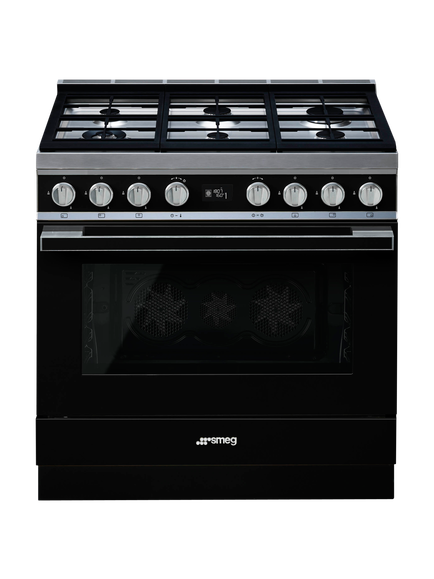 Smeg Portofino CPF9G Dual Fuel Range Cooker, A+ Energy Rating, Black