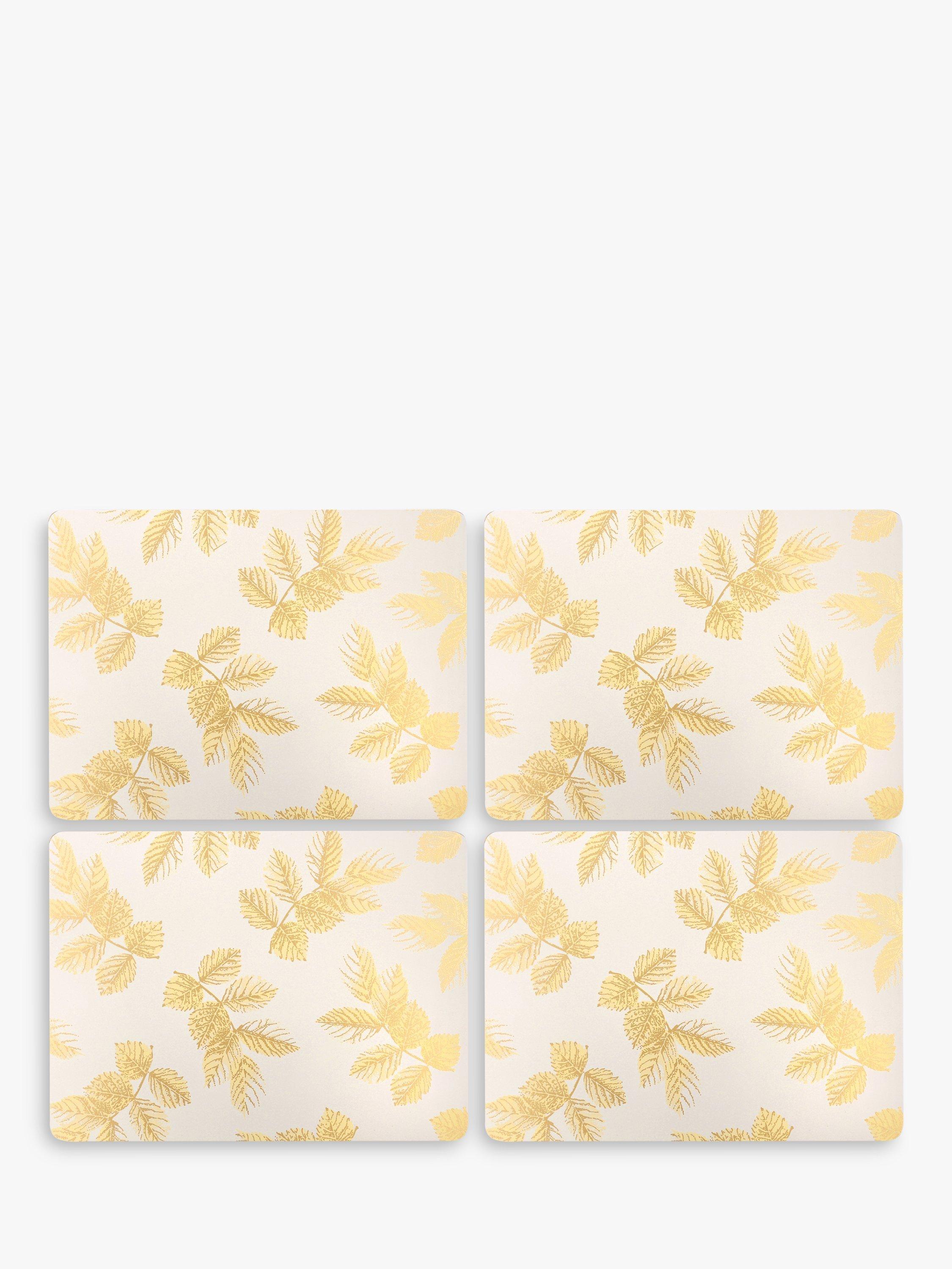Sara Miller Cork-Backed Etched Leaves Placemats, Set of 4, Grey