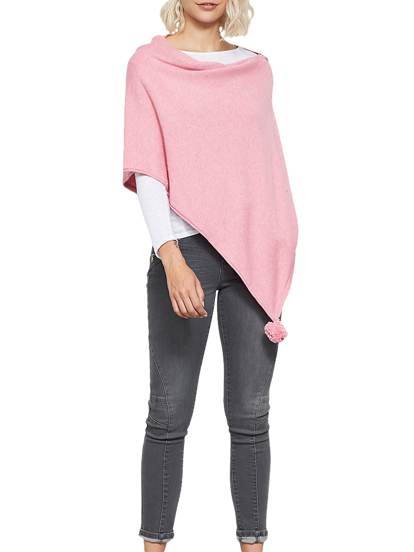 Mint Velvet Pom Pom Poncho, Raspberry
