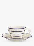 John Lewis Harbour Striped Cup and Saucer, White/Blue, 225ml