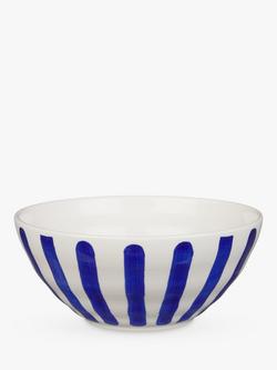 John Lewis Harbour Striped Stoneware Bowl, 16cm, White/Blue, White/Blue