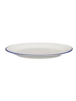 John Lewis Harbour Blue Rim Stoneware Dinner Plate, 28.5cm, White/Blue - view 2, White/Blue