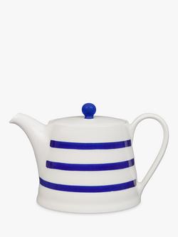 John Lewis Harbour Striped Stoneware 4 Cup Teapot, 1.1L, White/Blue, White/Blue