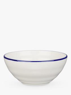 John Lewis Harbour Blue Rim Stoneware Cereal Bowl, 16cm, White/Blue, White/Blue