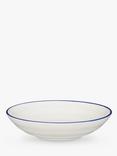 John Lewis Harbour Blue Rim Stoneware Pasta Bowl, 23cm, White/Blue