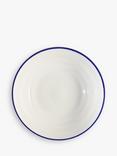 John Lewis Harbour Blue Rim Stoneware Pasta Bowl, 23cm, White/Blue