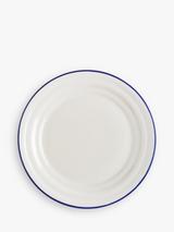 John Lewis Harbour Blue Rim Stoneware Side Plate, 23.3cm, White/Blue