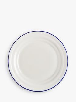 John Lewis Harbour Blue Rim Stoneware Side Plate, 23.3cm, White/Blue, White/Blue