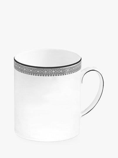 Vera Wang for Wedgwood Lace Platinum Mug, 443ml, White/Silver